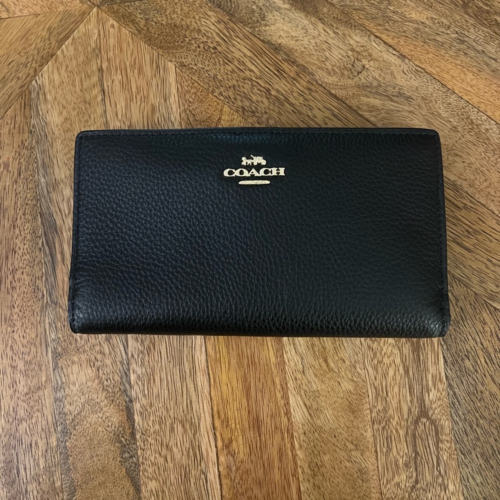 Coach Black Pebbled Leather Wallet